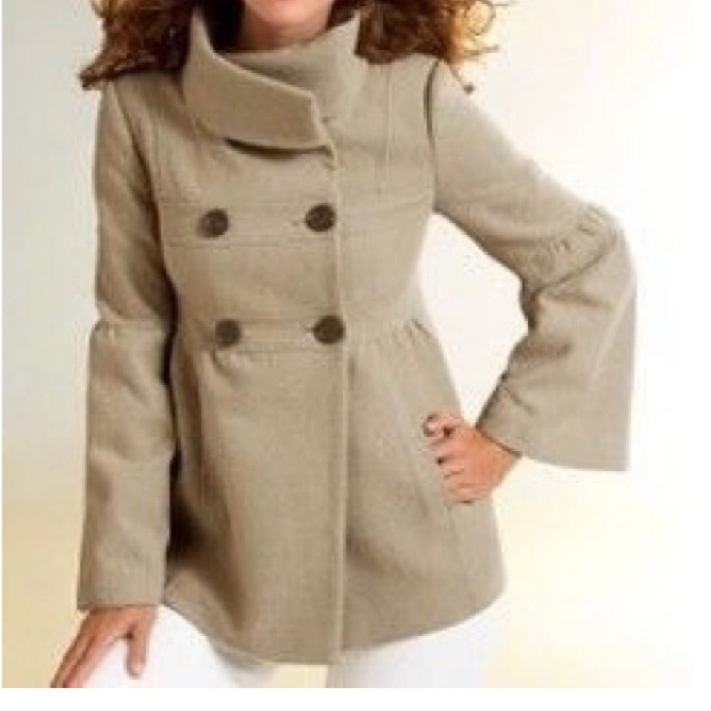 Ann Taylor Loft Wool Blend Trumpet Sleeve Coat 2P